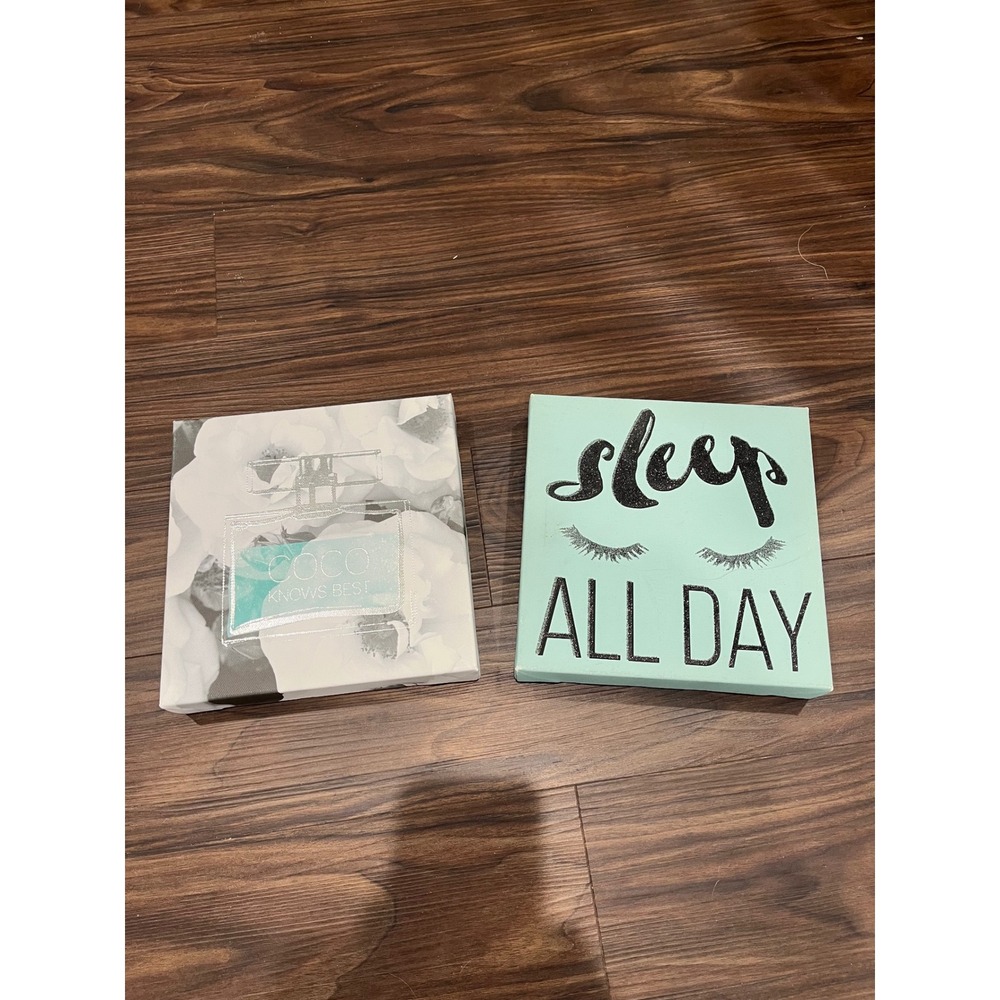 Dorm deco Coco Knows Best & Sleep All Day Canvas Wall‎ Art Set 8x8 Mint